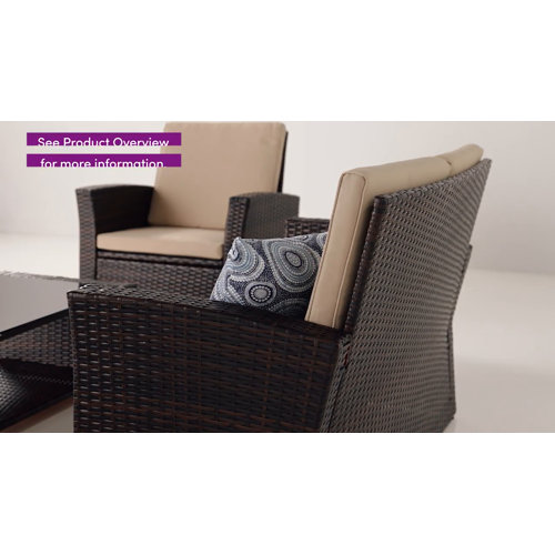 Del amo 4 piece wicker patio set with cushions sale